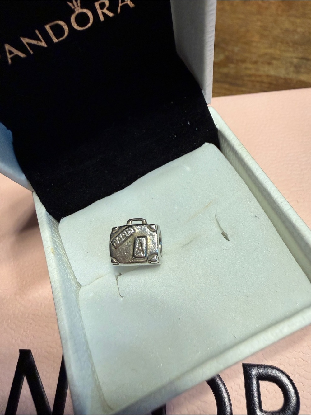 Retired Pandora Paris Suitcase Travel Charm Sterling Silver S925 ALE Authentic